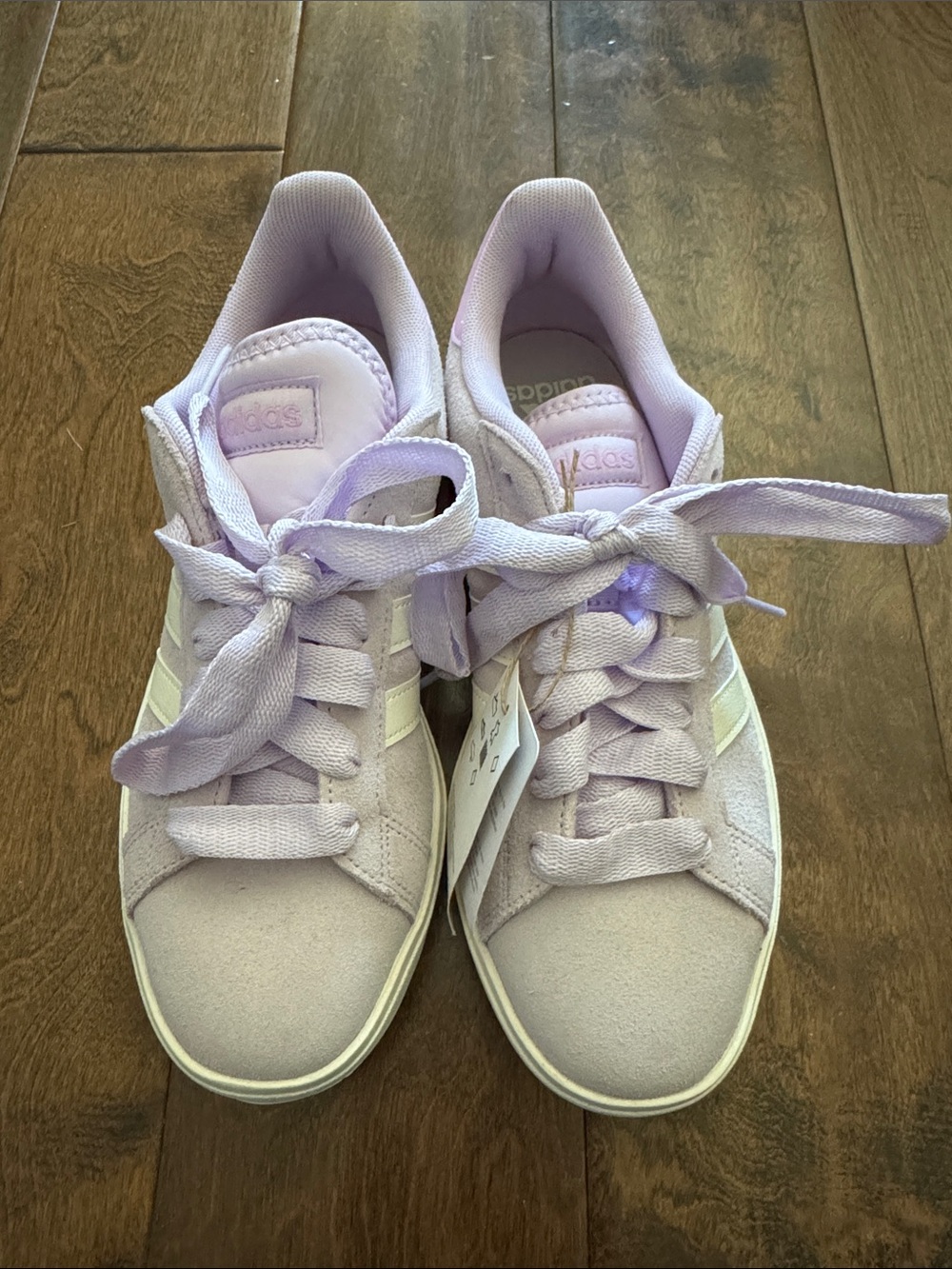 Adidas Lilac Suede Women's Sneakers with White Stripes